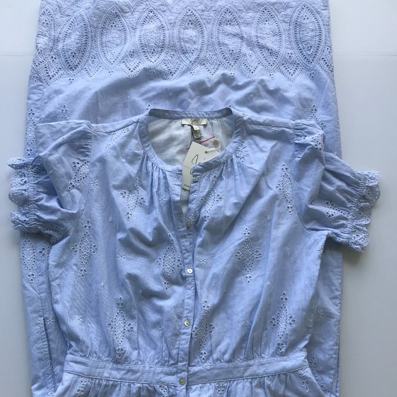 Joie Charae Midi Shirtdress desert sky blue Size 6 - Picture 3 of 6